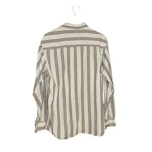 Men's Long-Sleeve Vertical Stripe Shirt - Cream & Black